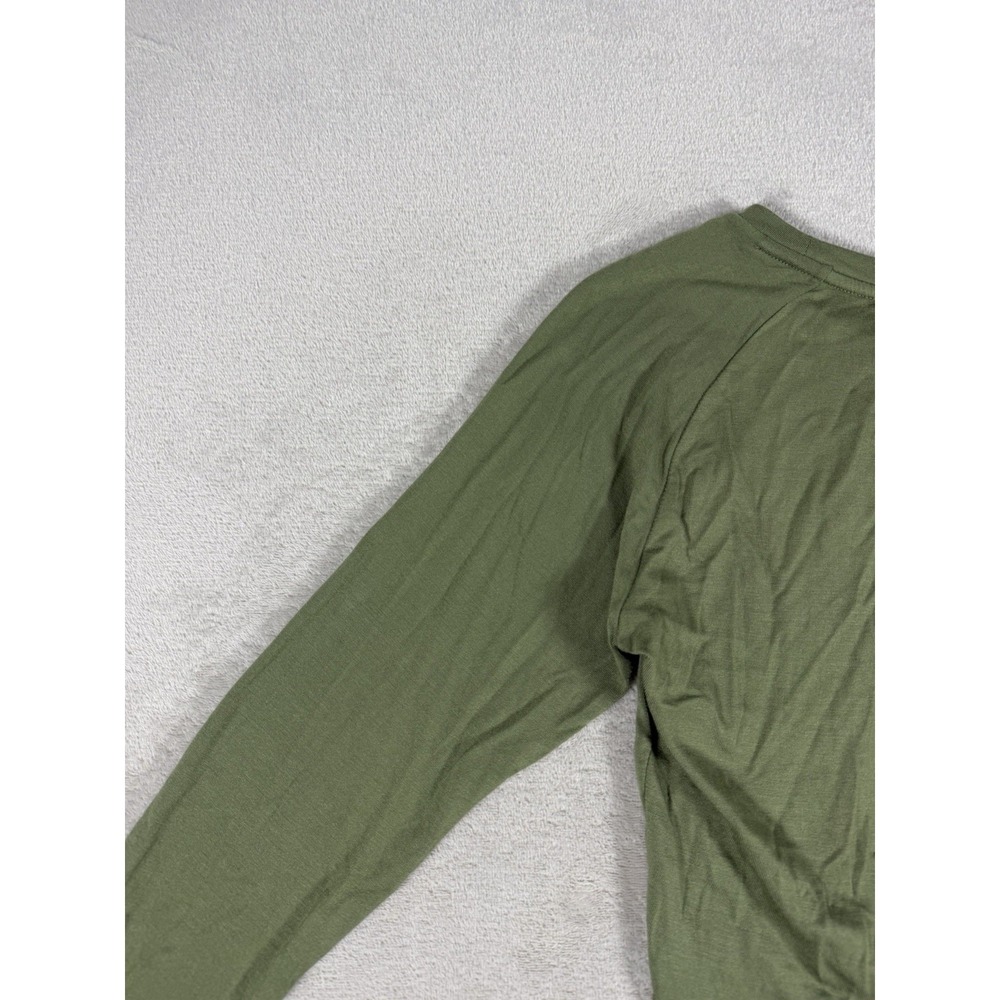 Alphalete Tie Front Crop Top Womens S Olive Green Long Sleeve Athletic - Picture 12 of 16